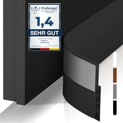 Image de shinfly Joint de porte, autocollant, protection contre les courants d&#039;air, acoustique pour portes, 5 x 100 cm, noir