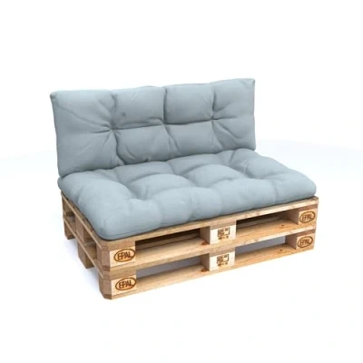 Image de POKAR Set de 2 Coussins Matelassé pour Palettes Euro: 1x Assise 120x80cm + Dossier 120x40cm, en Mousse formée à Froid, Canapé Jardin, Intérieur et Extérieur, sans Palette Bleu