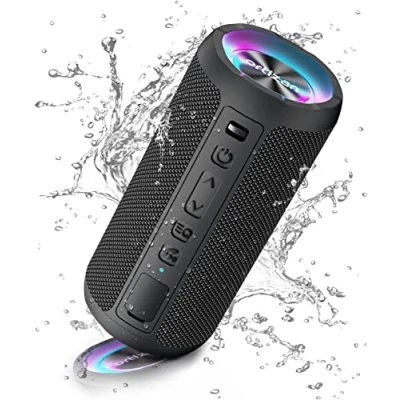 Image de Ortizan Enceinte Bluetooth Portable sans Fils.lumière LED, IPX7 Lecture 30H, Volume Plus Fort et Basses améliorées,Durable pour Les Voyages, l&#039;extérieur