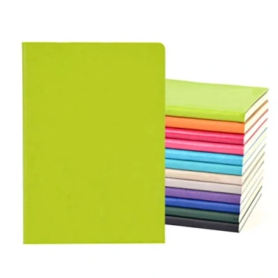 Image de FOCCTS 4 pcs Carnet Ligné/Cahier Medium A5 Journal Papier de Qualité Supérieure Notes à Couverture Souple Notebook Classique 128 pages 9 couleurs aléatoires