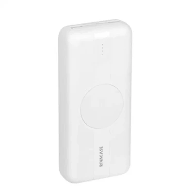 Image de RIVACASE VA2602 Batterie externe sans fil 20 000 mAh blanche, avec fonction de charge rapide PD W, chargeur portable d&#039;entrée/sortie type C, compatible iPhone, Samsung, Huawei, etc.
