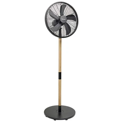 Image de Bestron Ventilateur Sur Pied avec Trois Niveaux de Vitesse, Fonction Oscillation à 80 au Design Bois Élégant, Ø 45 Cm, 50 Watts, Dfs45Wb, Couleur: Bois/Noir, Noir/Brun
