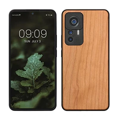 Image de kwmobile Housse Compatible avec Xiaomi 12T / Procoque Étui de Protection Rigide en Bois Cadre TPU Marron