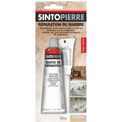 Image de SINTOPIERRE Répare Sols et Murs Rebouche Eclats, Fissures, Trous Séchage Rapide Prêt à l&#039;Emploi Dosage Automatique Teinte Travertin Technique Professionnelle 100g
