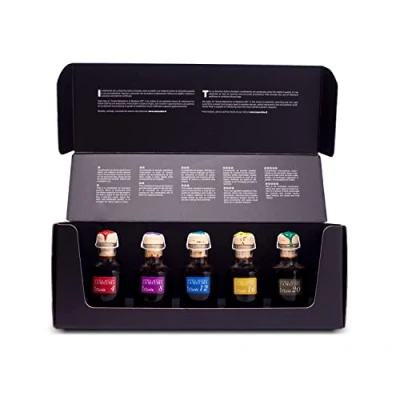 Image de la Secchia Coffret Dégustation de 5 Variétés Vinaigre Balsamique Modène IGP avec Différents Vieillissements, Bouteilles 50 ml, Fabriqué à Main en Italie