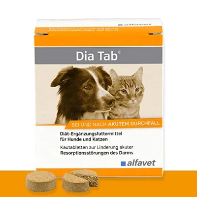 Image de alfavet Dia Tab, complément Alimentaire diététique pour Chiens et Chats, comprimés à mâcher Contre la diarrhée Les vomissements, 6 x 5,5 g