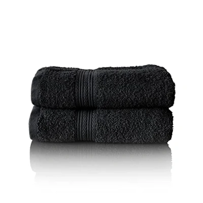 Image de Glart Lot de Serviettes Éponge Qualité Supérieure,Coloris : Noir, 2 Toilette 50 X 100 cm