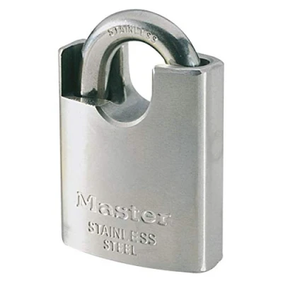 Image de Master Lock 550EURD Cadenas Marin à Clé avec Anse Protégée, Gris, 9 x 5 2,3 cm