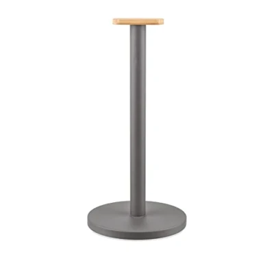 Image de Alessi Mattina BG05 DG Porte Rouleau Design en Acier Coloré avec Résine Epoxy et Bouton Bois de Bambou, Gris Foncé