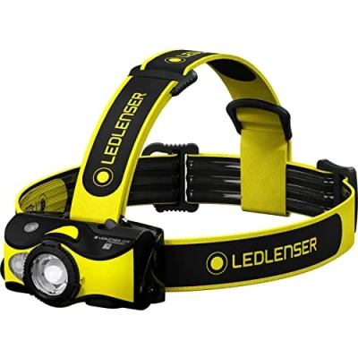 Image de Lampe frontale LED Ledlenser iH9R professionnelle, rechargeable batterie, fixation pour casque fournie, 600 lumens, lumière rouge, peut fonctionner 2 piles AA, verrouillage de transport, artisan