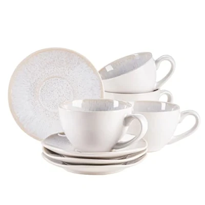 Image de MÄSER Lot de tasses en grès Frozen Blanc 270 ml
