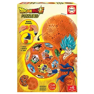 Image de Educa Puzzle 3D Dragon Ball avec 32 pièces et lequel Vous Pouvez Jouer, Assembler différentes Formes, sphère, Bracelet, Diabolo, Tour Bien Plus Encore, Dès 6 Ans (19371), Varié