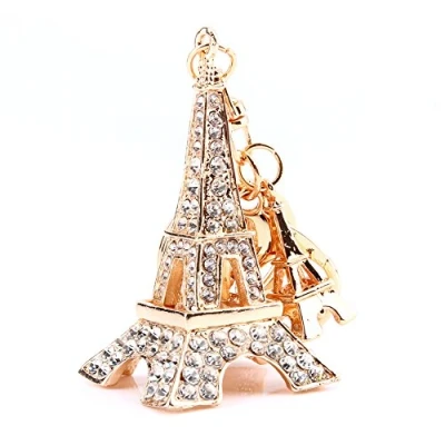 Image de 3d Cristal Tour Eiffel mignon Porte clés, strass clés Sac à main Pendentif