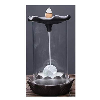 Image de JINNIN Waterfall Incense, Fontaine Jardin Zen Brûle encens à refoulement, Bouddha Support Porte Cascade Cone encens, brûleur d&#039;encens Brule encens,2