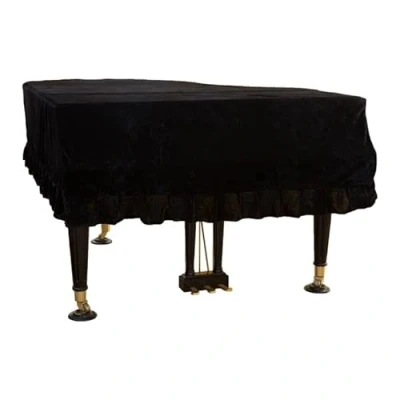 Image de housse de piano à queue anti poussière en velours doux classique universelle lavable avec triangulaire velours, protège contre la et les rayures