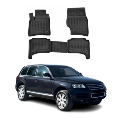Image de Tapis de Sol Compatible avec VW Touareg 2003 2010 Caoutchouc TPE Noir