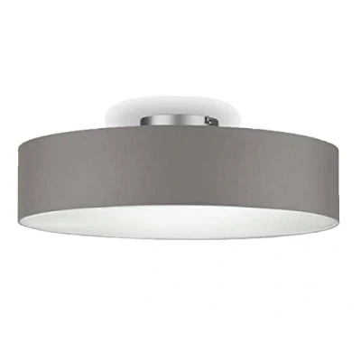 Image de meineWunschleuchte Plafonnier intemporel avec abat jour en tissu brun gris 60cm couverture satinée pour une ambiance lumineuse sans éblouissement CALMA