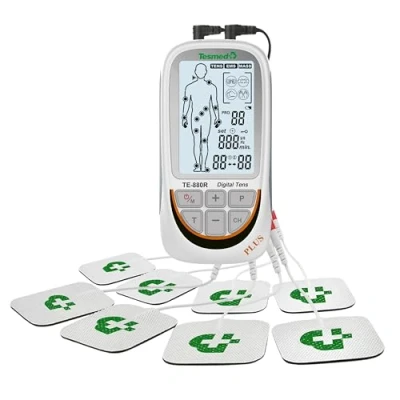 Image de TESMED TE 880R Plus Électrostimulateur Musculaire Rechargeable, EMS, TENS, Massage 73 programmes dont 2 personnalisables Fonctionne avec 8 électrodes