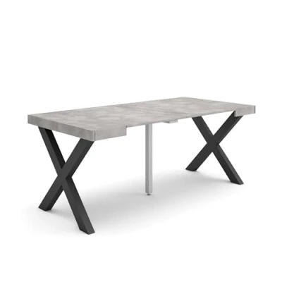 Image de Skraut Home Table Console Extensible Meuble 180 pour 8 Personnes Pieds Bois Massif Style Moderne Ciment