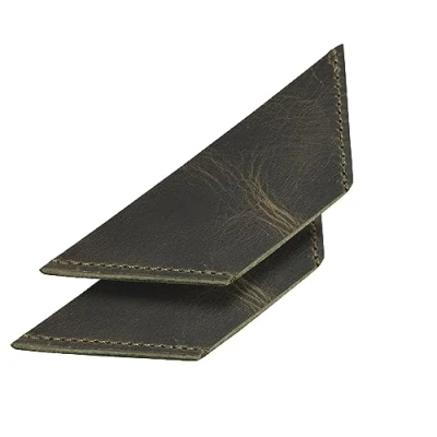 Image de Londo Marque page fait main en cuir véritable (Ensemble de 2) (Vert, Triangle)