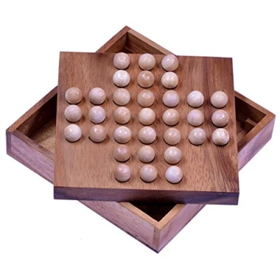 Image de LOGOPLAY Solitaire Jeu de réflexion d&#039;énigmes Patience logique en Bois avec Boules Multicolore