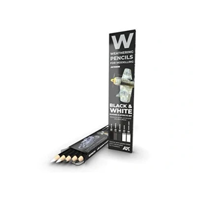 Image de AK Interactive Weathering Crayon Set AK10039 Noir et Blanc Couleurs Ombres Effets