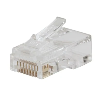 Image de KLEIN TOOLS VDV826 729 Lot de 10 fiches données modulaires Pass Thru RJ45 CAT6, plaquées or, alimentation par Ethernet FCC UL RoHS, pour câble solide ou toronné