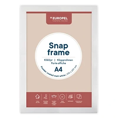 Image de EUROPEL Cadre Porte affiche clic clac A4, blanc, profil 25mm plat