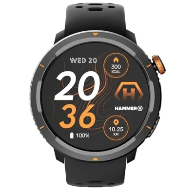 Image de Hammer Smartwatch 2 Lite, écran AMOLED de 1,43 Pouces, Fonction Always on Display, Batterie 370 mAh pour jusqu&#039;à 15 Jours d&#039;autonomie avec Une Seule Charge, étanchéité 3 ATM, Bluetooth, Bouton SOS