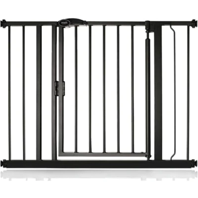 Image de Safetots Barrière de Sécurité à Pression Fermeture Automatique, 96.6 cm 103.6 cm, Noir Mat, d&#039;Escalier Automatique pour Bébé,