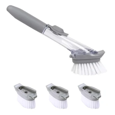 Image de Brosse à Vaisselle 1 Pièce Avec 4 Têtes De Brosse, Accessoires Nettoyage, Nettoyage Multifonctionnelle, Lavage Distributeur, Cuisine,