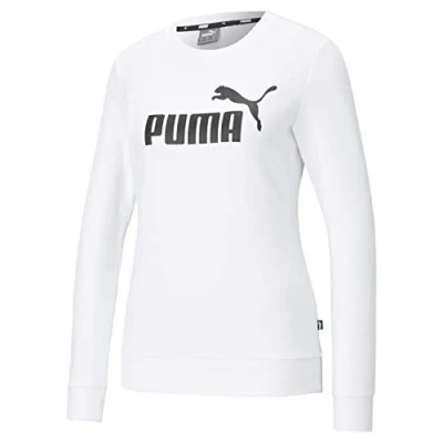 Image de PUMA Ess Logo Crew TR Pull Femme Blanc Taille L (EU/US)/ (Taille Fabricant: L)
