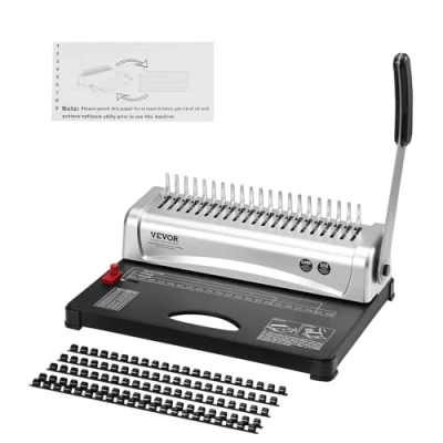 Image de VEVOR machine à relier, relier peigne 21 trous, 450 feuilles, avec 100 épines de reliure 3/8&#039;&#039;, pour format lettre, A4, A5