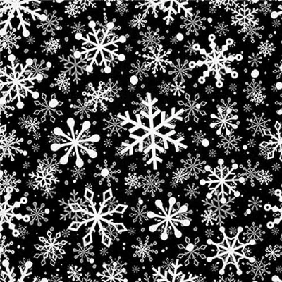 Image de Lot de 20 serviettes table Motif flocons neige blancs sur fond noir Convient également pour le découpage et la technique des 33 x cm