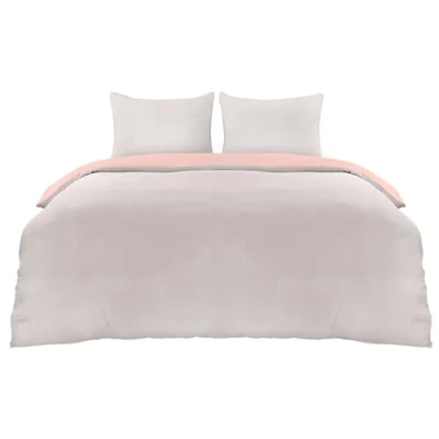 Image de Utopia Bedding Housse de Couette 200x200 cm avec 2 Taies d&#039;oreiller 80x80 (Gris/Rose) Parure Lit 200 x Ensembles Housses en Microfibre brossée Douce