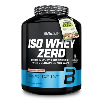 Image de BioTechUSA Iso Whey Zero Premium Protein Isolate Grass Fed Enzyme Free Sugar and Gluten free, 1816 g, Fraise
