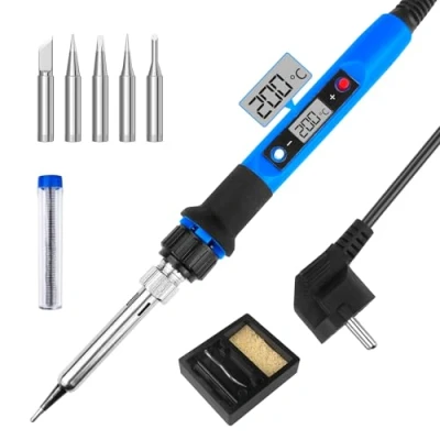 Image de WinGluge Fer à Souder Etain de Précision, Kit Soudure 80W Temperature Réglable 180 480C Visible, 5 Pointes Rechange et Support pour Réparation Soudage Brasage Quotidiens