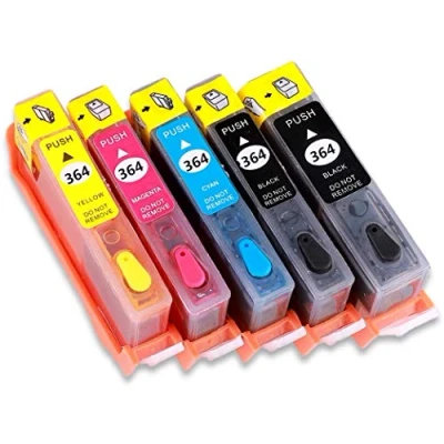 Image de Karl Aiken Lot de 5 364 364xl Complet Rechargeable Cartouche d&#039;encre pour HP 364, à l&#039;aide Photosmart 7510 B8550 C5324 C5380 C6324 C6380 D5460 C309 a N C310 C410b
