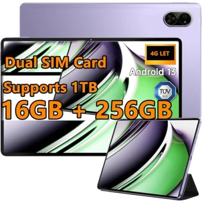 Image de Tablette Android 10,1&quot; 16 Go + 256 Go, octa core, 1 To TF Extend,2,5 GHz, double carte SIM, appareil photo 8 MP 13 MP, 4G LTE, WiFi, Type C (violet)