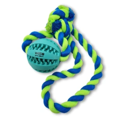 Image de WEPO Jouet pour chien Balle avec corde en caoutchouc naturel Idéal chiots à lancer chiot (5 cm, vert menthe)