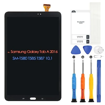 Image de Écran LCD pour Samsung Galaxy Tab A 2016 SM T580 T585 T587 Remplacement Tactile Digitazer Assemblée avec Réparation Kit (10,1 Pouces, Noir)