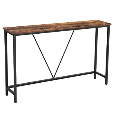 Image de VASAGLE Console, d’Entrée, Bout de Canapé Fin pour Salon, Table Couloir, Montage Facile, Marron Rustique et Noir d&#039;encre LNT020B01, Bois d&#039;ingénierie Acier allié, 120 x 23 74 cm