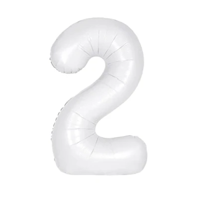 Image de Unique Party 13962 Ballon Géant Numéro 2 86 cm Blanc Mat