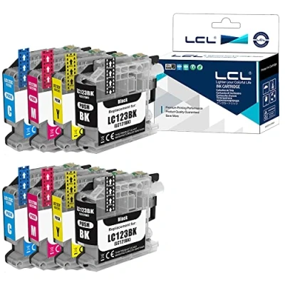 Image de LCL Cartouche d&#039;encre Compatible LC121 LC123 LC123BK LC123C LC123M LC123Y (2Noir 2Cyan 2Magenta 2Jaune) Remplacement pour Brother MFC J4410DW/J4510DW/J4610DW /J4710DW/J470DWJ6920DW/J870DW/J245/J650DW