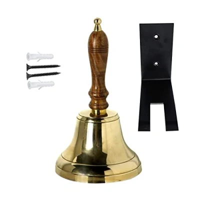 Image de Neez Cloche à Main avec Murale Cintre Bois Haendel Clochette De Table, Noel, Sonnette a Bureau Reception &amp; Pour Ecole (4&quot; Clochette)