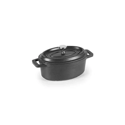 Image de LACOR 25912 Faitout avec Couvercle Ovale Aluminium Fondu Noir 12 x 8,5 cm