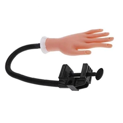 Image de Cisixin Main d&#039;Entraînement en Silicone, Modèle de Pratique à Ongles avec Support pour Modelage