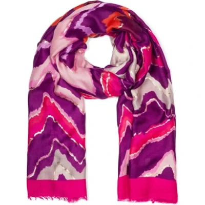 Image de styleBREAKER Écharpe femme avec motif zigzag coloré et accents métalliques, écharpe multicolore en 01016221, couleur:Rose Violet
