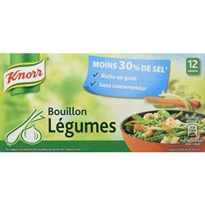 Image de Knorr Bouillon de Légumes Réduit en sel 12 tablettes 109 g