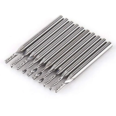 Image de Vikye 10 pièces 1/8 `` fraise en bout carbure de tungstène, CNC outils gravure mèche spirale à une cannelure, embouts fraisage diamètre coupe 2 mm
